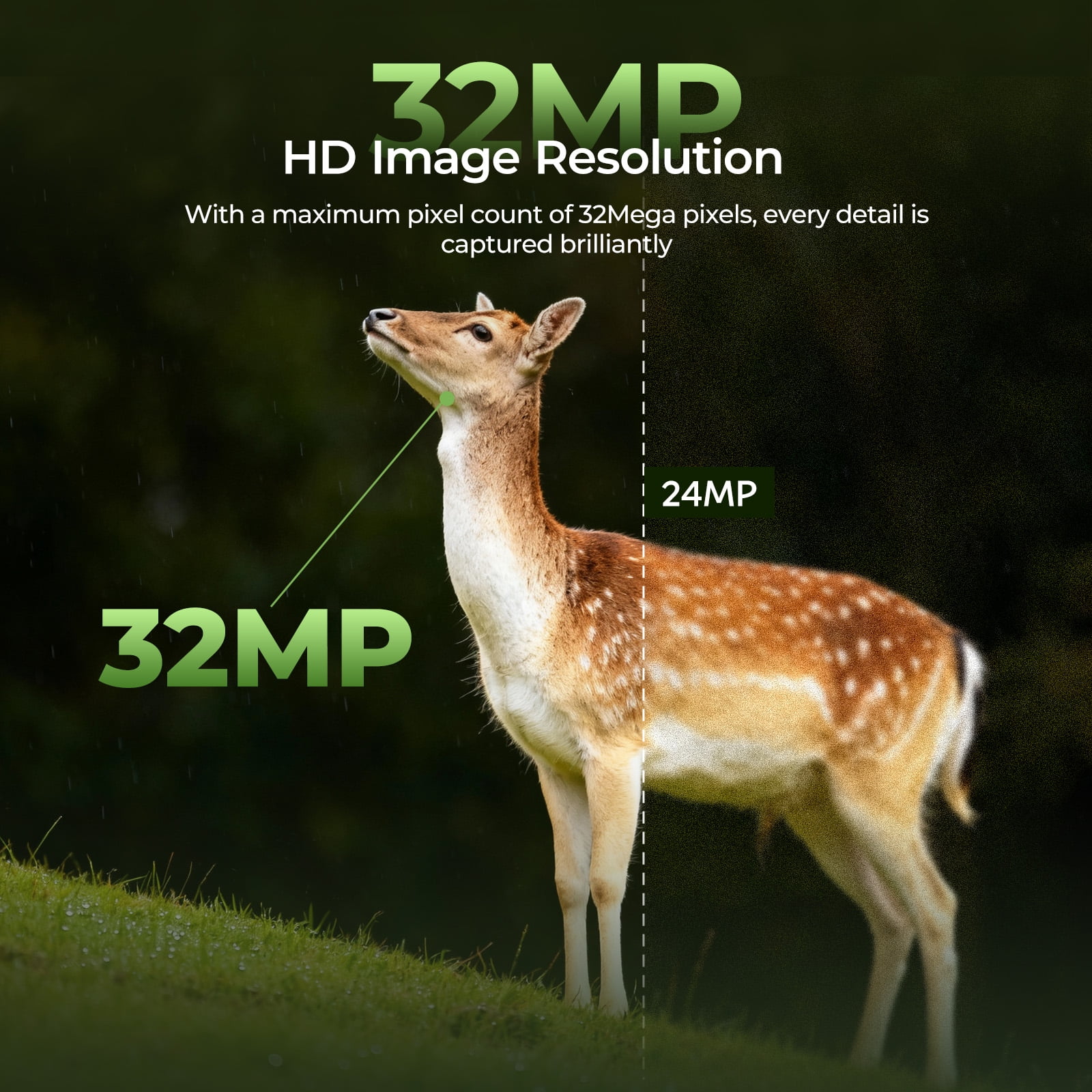 CAMPARK Trail Camera with SD Card 1080P 32MP Game Camera with Night Vision Motion Activated 2.0"LCD Hunting Deer Trail Cam for Wildlife Monitoring
