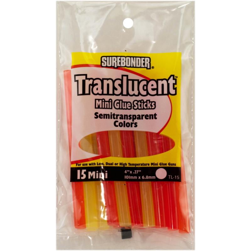 Translucent Mini Glue Sticks-.27'X4' 15/Pkg Assorted Colors, Pk 5, FPC