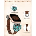 thumbnail image 4 of Wearlizer Leather Band Compatible with Apple Watch Band Women 38/40/41/42/44/45/49mm, Boho Western Vintage Turquoise Ethnic Antique Style Strap for iWatch Series Ultra 2 SE 9 8 7 6 5 4 3 2 1, 4 of 7