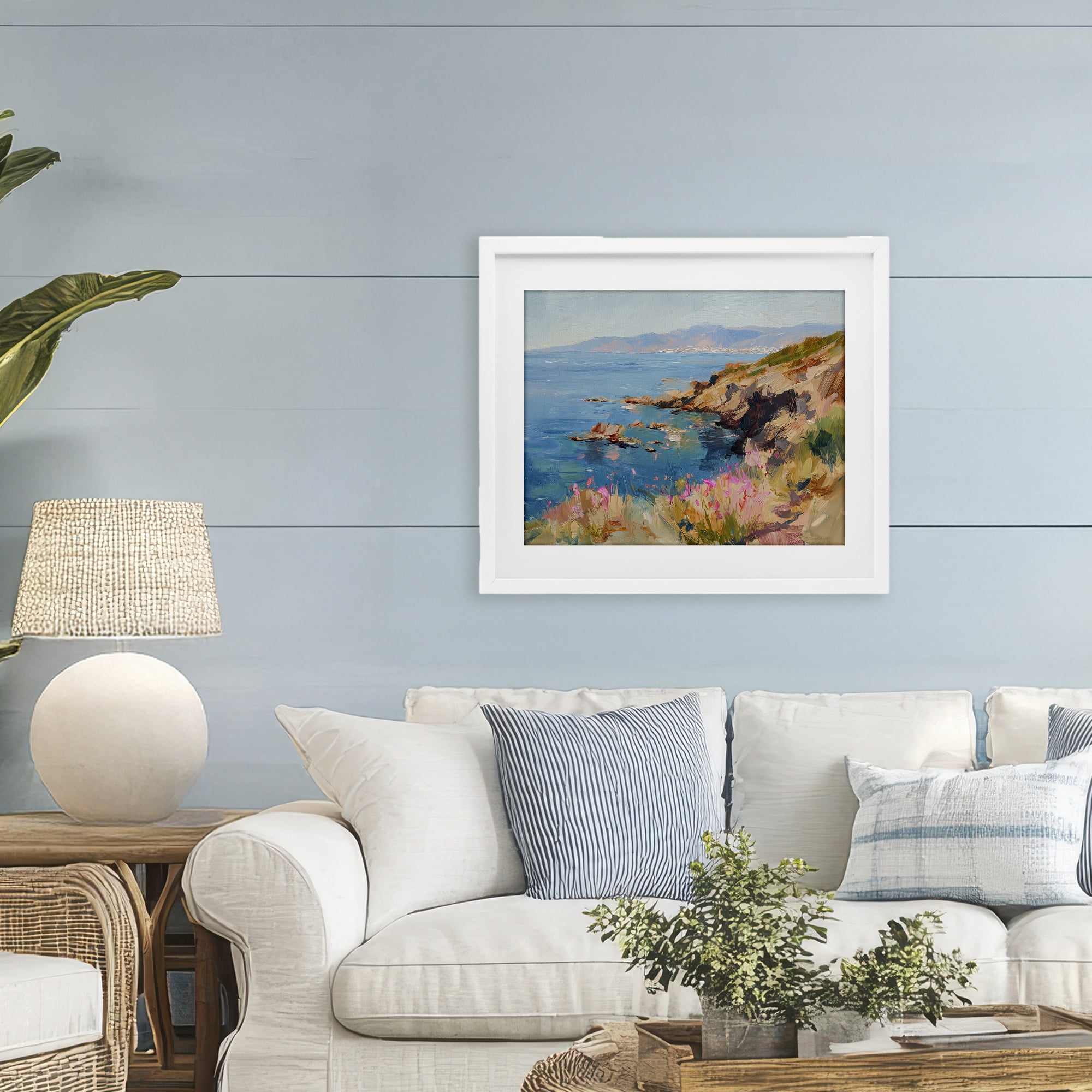 Stupell Industries Where Mountains Meet Sea White Framed Print Under Glass, design by Svetlana Aleynikova