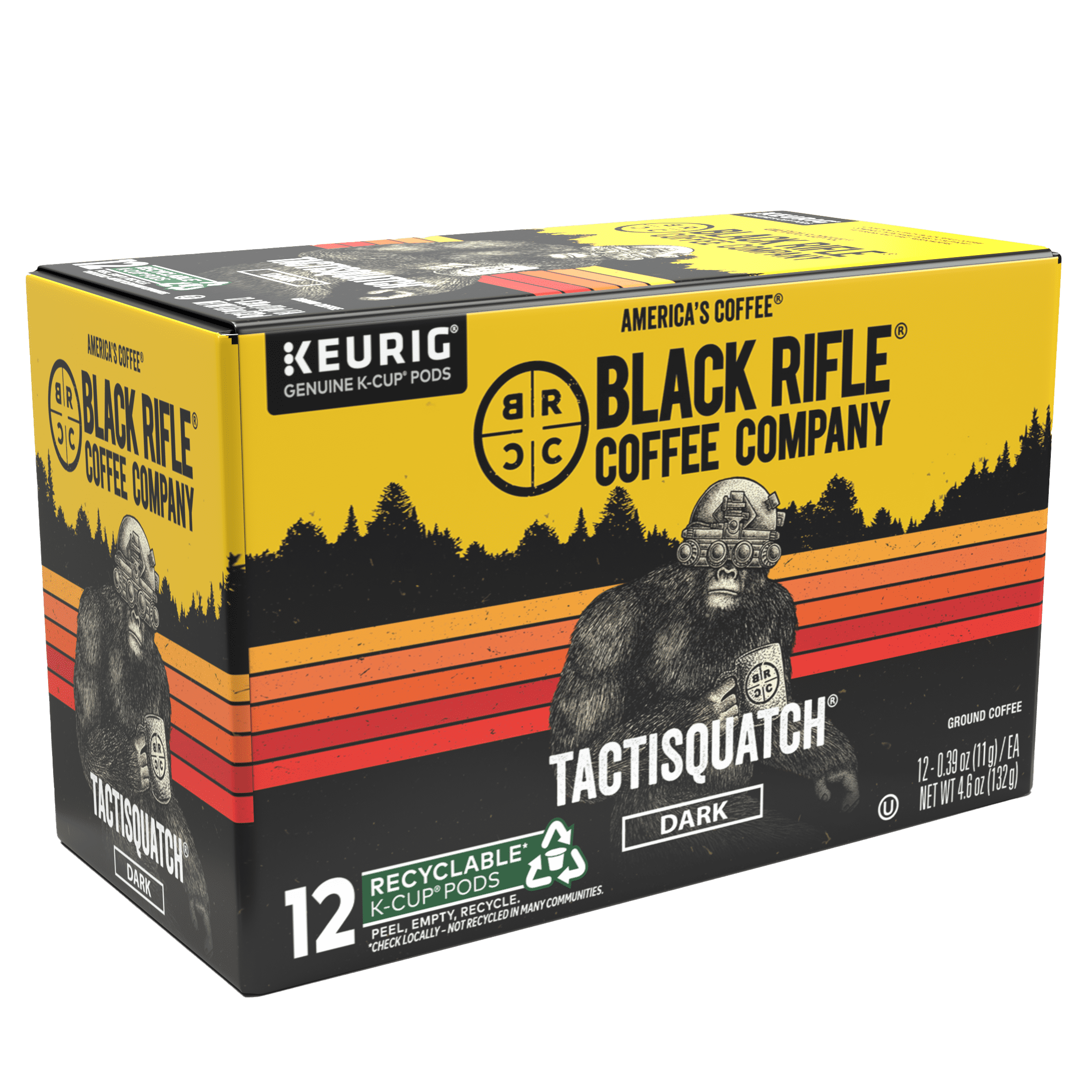 (6 pack) Black Rifle Coffee Company Tactisquatch Keurig K-Cup Pods, Dark Roast, 12 Ct