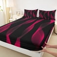 thumbnail image 3 of jejeloiu Geometric Waves Stripes Twin Sheet Sets,Red Black Bedding For Girls Boys 3pcs, 3 of 7