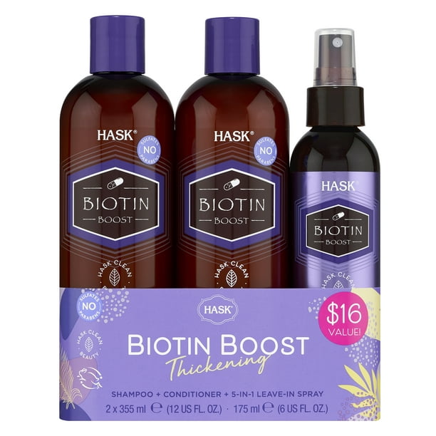 HASK Biotin SulfateFree Thickening Shampoo, Conditioner, 5in1 Leave