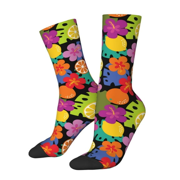Logiee Hawaiian Style Print Adult Socks for Men & Women,Calf Socks, Ankle Socks,Boots Socks,Breathable Casual Sock,Unisex Crew Socks