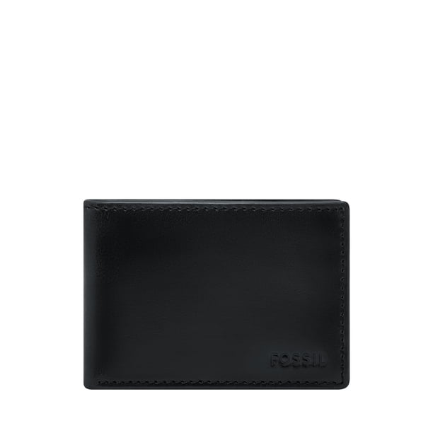 Cartera Fossil Derrick con bolsillo frontal de piel negra