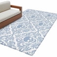 thumbnail image 2 of Baroque Style Washable Area Rugs 3'x5', Grey Blue Skull Classical Floral Mysterious Low Pile Throw Living Room Rug Non-Slip Sturdy Edge Binding Carpet for Indoor Entryway Bedside Kitchen, 2 of 9
