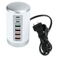thumbnail image 2 of Fast Charger Hub, 6 Smart Identification USB Ports USB Fast Charger, AC 100–240V Cylindrical Shape for Travel Desktop in Office and Home Use White, 2 of 7