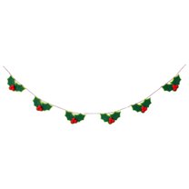 Kuntesetty 180cm Christmas Felt Garland Decoration Decorative Accessories Ready to Hang 2 Leaves Design