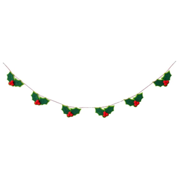 Kuntesetty 180cm Christmas Felt Garland Decoration Decorative Accessories Ready to Hang 2 Leaves Design