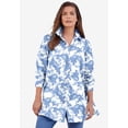thumbnail image 2 of Roaman's Women's Plus Size Kate Long-Sleeve Crisp Cotton-Blend Button-Front Tunic, 2 of 6