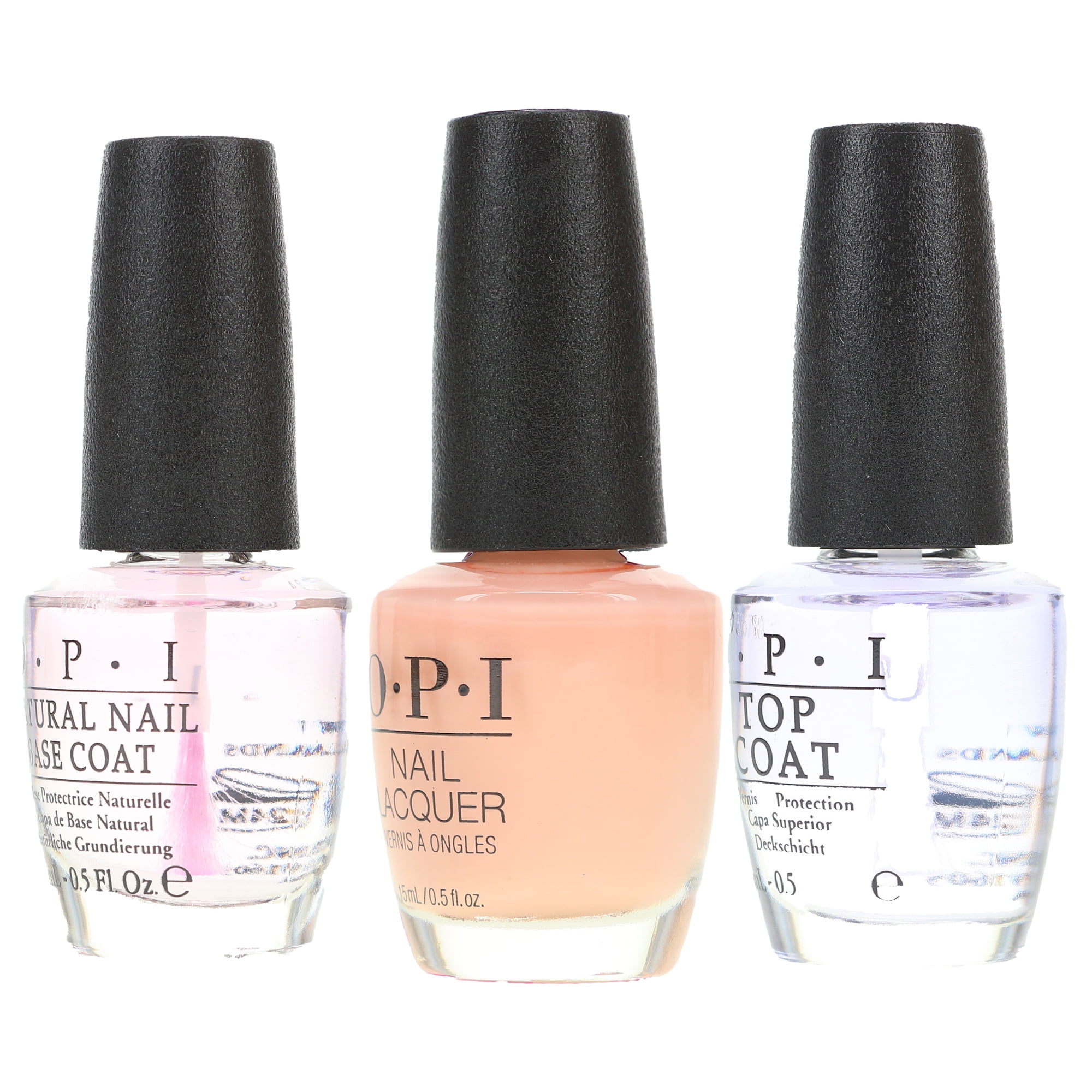 OPI Bubble Bath 0.5 oz, Top Coat 0.5 oz & Natural Nail Base Coat 0.5 oz Combo Pack