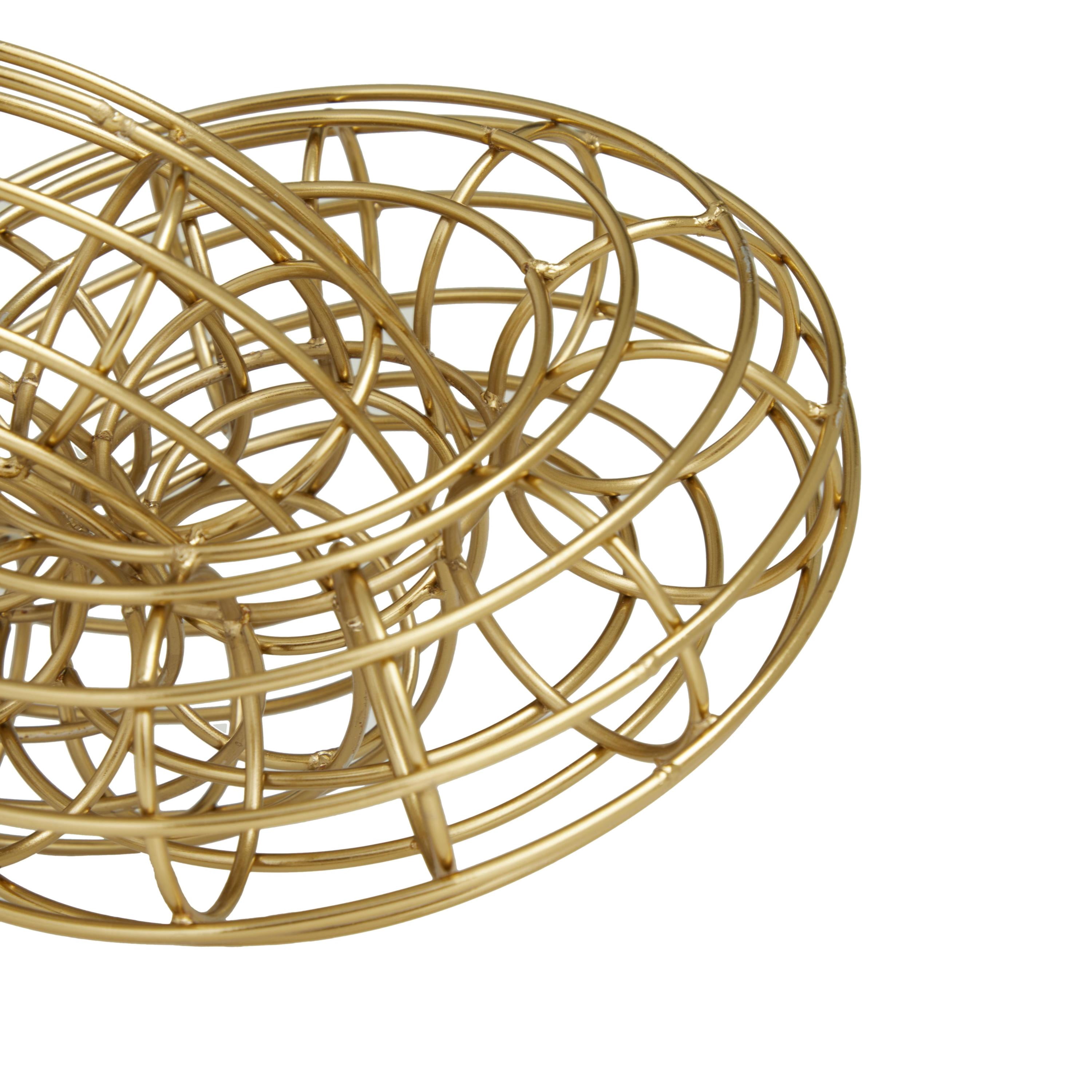12"W, 7"H Gold Metal Wire Chain Sculpture, by DecMode (2 Count)