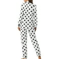 thumbnail image 3 of Silk Women's Pajama Sets Women Casual Lapel Button Polka Dots Print Two Piece Long Sleeve Pajamas Suit, Women Pajama Sets XL, 3 of 8
