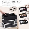 thumbnail image 4 of 4 in 1 Rolling Makeup Train Case Large Cosmetic Beauty Storage Trolley Luggage with Key Wheels Salon Barber Case, Black, 4 of 7