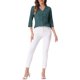 thumbnail image 2 of Blusa de mujer Inspire Chic con cuello en V, mangas 3/4, estampado de lunares y corazones, parte delantera con botones, verde teal, talla XS, 2 of 6