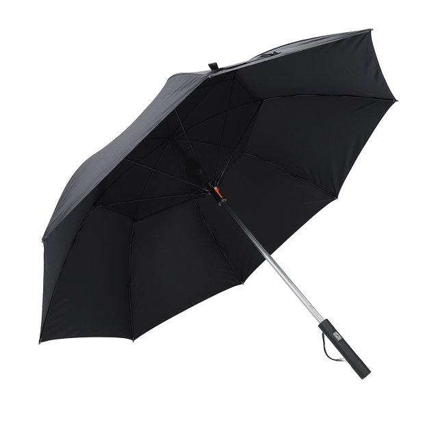 62 Inch 2600mAh USB Rechargeable Fan Umbrella, Windproof UV Protection Double Canopy Golf Umbrella with Portable Cooling Fan for Outdoor Activities