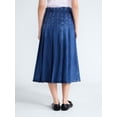 thumbnail image 3 of Free Assembly Women's and Women's Plus Stitched Pleat Denim Maxi Skirt, Sizes 0-28W, 3 of 6