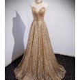 thumbnail image 3 of Golden Evening Dress Women Senior Sense Host High-end Atmosphere, 3 of 6