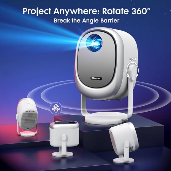 H1  Portable Projector with WiFi , 360 °   Rotatable Stand, Auto  & E-, 500 ANSI Lumens, 1080P Support for Home Outdoor Cinema
