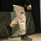 thumbnail image 1 of Pantalones cargo de algodón holgados y casuales con forro polar y pies mágicos para hombre de otoño e invierno de marca de moda para hombres, 1 of 4