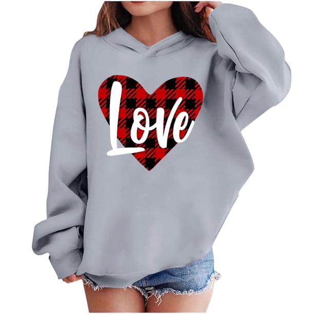 Sudadera con capucha y estampado de corazón de San Valentín, sudadera de manga larga para niños y niñas, chaqueta para niñas de talla mediana y grande.