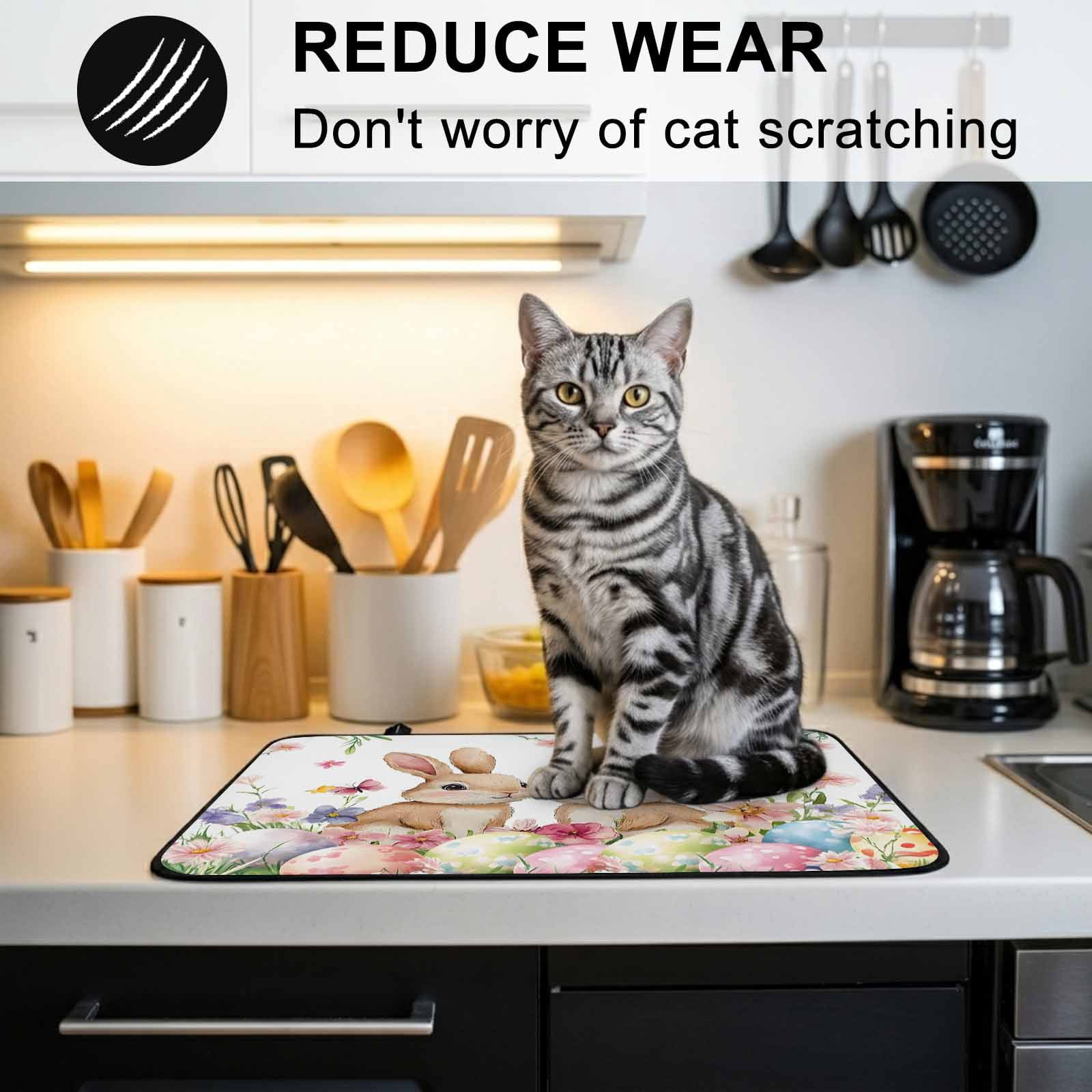 Spring Bunny Easter Stove Top Cover for Electric Stove, Heat-proof & Non Slip Glass Top Stove Cover Protector, Floral Botanical Colorful Eggs Kitchen Flat Cooktop Rubber Mat 24x21 Inches