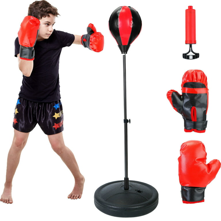 Punching Bag and Boxing Gloves Set for Kids - Freestanding Base Punching  Ball with Spring Loaded Height Adjustable Stand, Junior Boxing Gloves, and