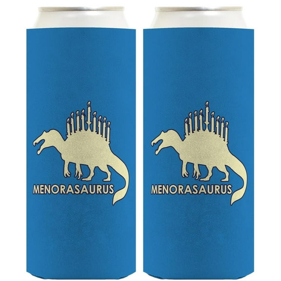 Hanukkah Ugly Sweater Hanukkah Menorah-Saurus 2-Pack Ultra Slim Can Thermocoolers