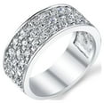 thumbnail image 1 of Sterling Silver Men's Wedding Band Engagement Ring With Cubic Zirconia CZ 9MM 3 Row, 1 of 7