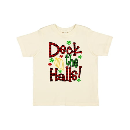 

Inktastic Deck the Halls in Green and Red Plaid with Christmas Bulb Gift Toddler Boy or Toddler Girl T-Shirt