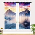 thumbnail image 2 of Mountain Curtains, Winter Forest Nature Woodland Snow Fog Pine Scenery Landscape 3D Print Patterned Waterproof Fabric Grommet Window Drapes for Kitchen Bedroom Living Room 2 Panels W27.5 x L39, 2 of 6