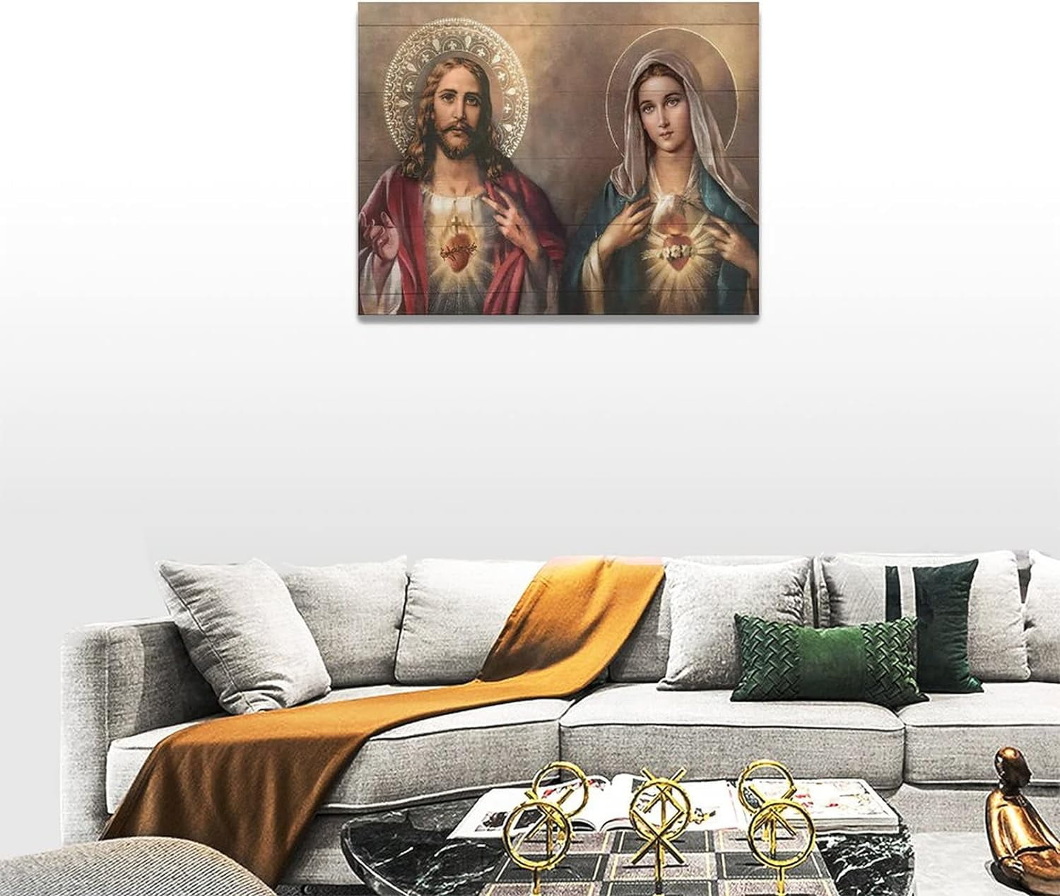 Jesus Christ ＆ Virgin Mary wall deco Amazon.com: CXHOSTENT Christ Jesus And Virgin Mary Canvas