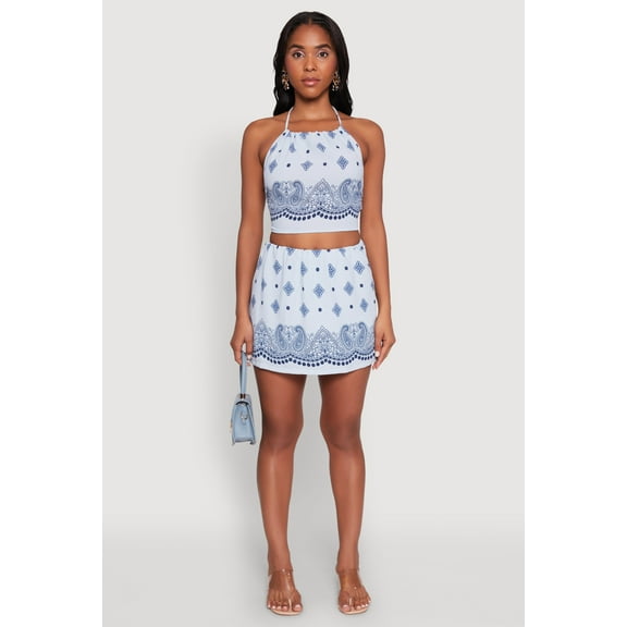 Womens Bandana Print Mini Skirt