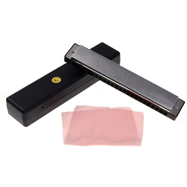 Swan Tremolo Harmonica Mouth Organ 24 Double Holes with 48 Reeds Key of C Free Reed Wind