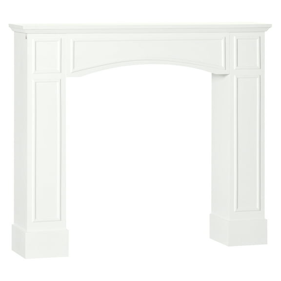 Modern Fireplace Mantel, Surround Mantels for Fireplace with Decorative Pattern Interior Width 29" White