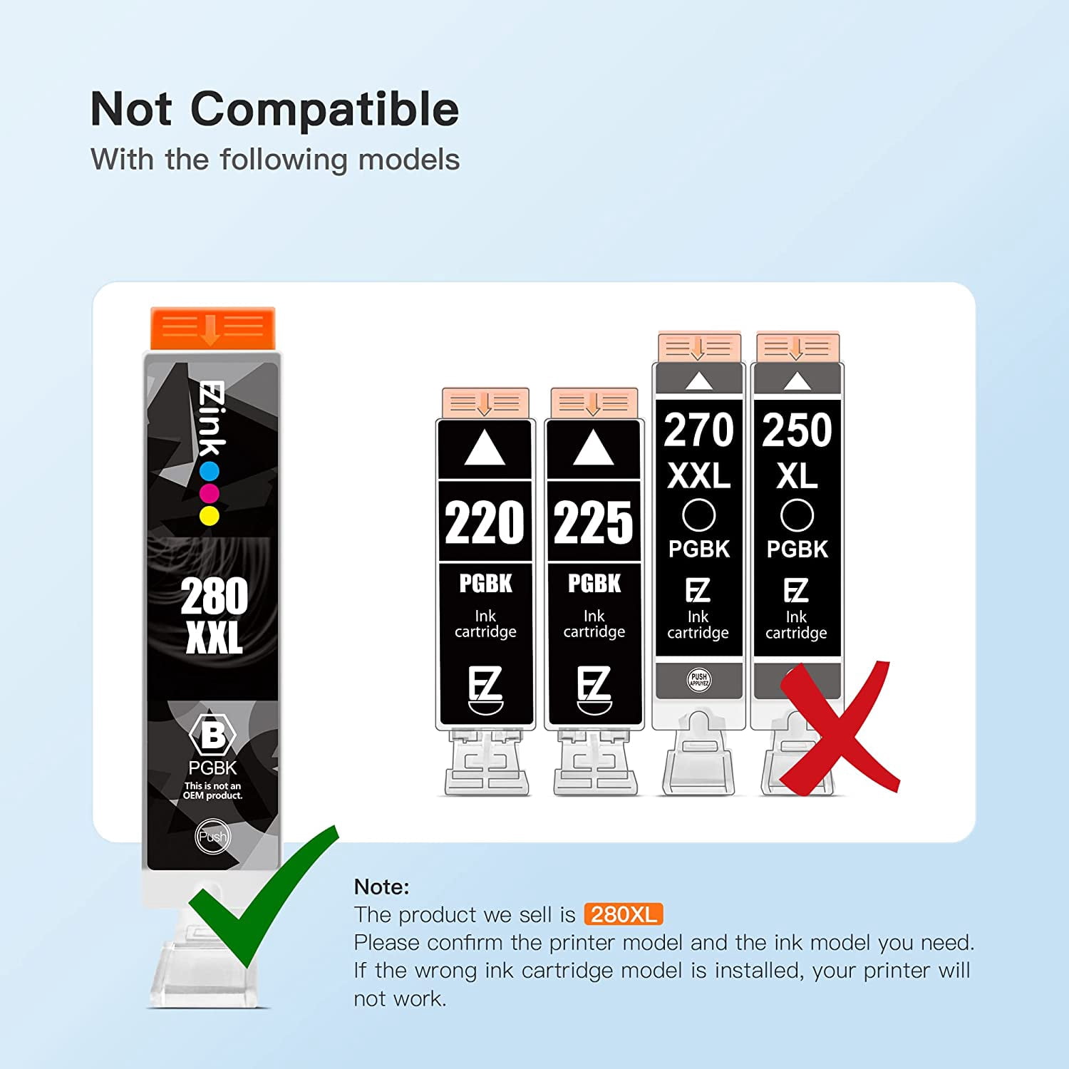 E-Z Ink PGI-280XXL/CLI-281XXL Printer Cartridge for Canon PIXMA, Black, 10 Count, 10 Pack