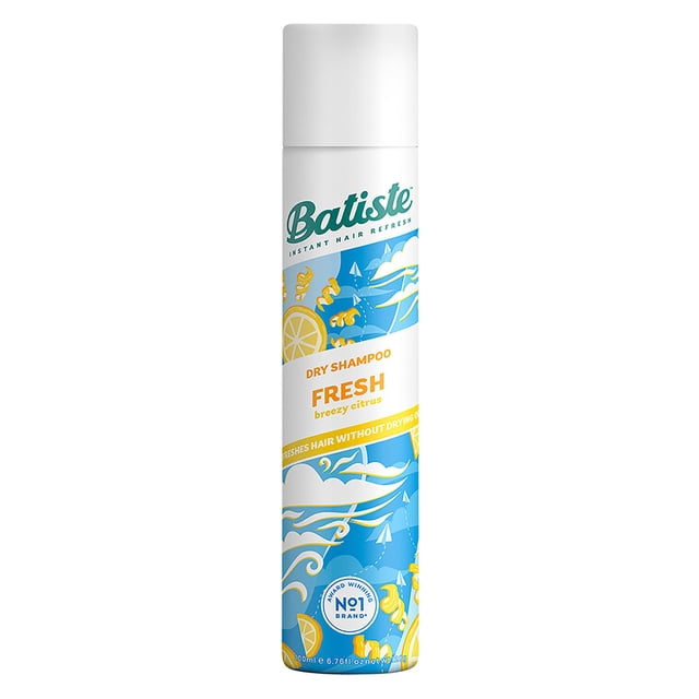 Batiste Dry Shampoo Spray, Fresh Scent, 200-ml, Fragrance with Fresh Lemon, Orange and Powdery Musk, Instantly Refresh Hair and Absorb Oil Between Washes