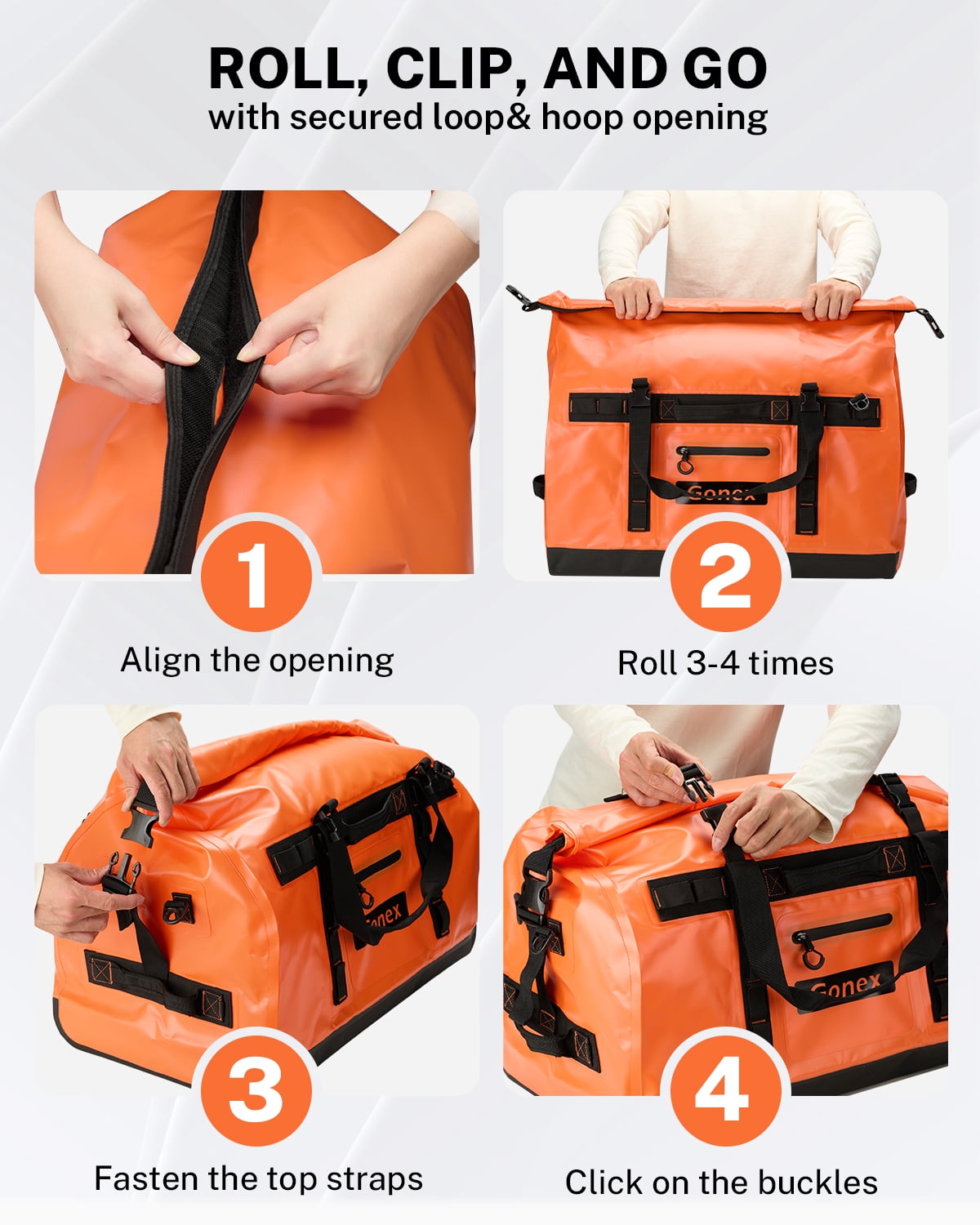 Gonex 90L Waterproof Dry Duffel Bag, 3-in-1 Convertible Large Backpack - Heavy Duty Travel Gear Hauler with Reinforced Thickened Bottom for Kayaking Paddleboarding Boating Rafting Fishing