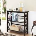 thumbnail image 2 of Giantex 3-Tier Bookcase & Bookshelf, Stable Open Storage Shelf w/Solid Wood Frames & X-Design for Home Office, Espresso, 2 of 8
