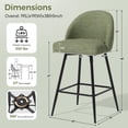 thumbnail image 3 of JULY'S SONG Counter Height Bar Stools with Back Sets of 4, 360°Swivel Upholstered Barstools with Metal Legs, 27" Seat Height Bar Stool for Kitchen Island, Green, 3 of 9