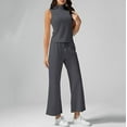 thumbnail image 2 of WENWU Women's Summer 2 Piece Outfits Neck Tank Top Cropped Wide Leg Pants Sets 2024 Fashion Tracksuit Wedding Pant Suits Petite Size Women Dress Suits Set, 2 of 6