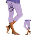 thumbnail image 6 of Women's Casual Pants Women'S Fashion Casual Floral Print High Waist Elastic Capri Pants Leggings,Beige Women's Casual Pants L, 6 of 7