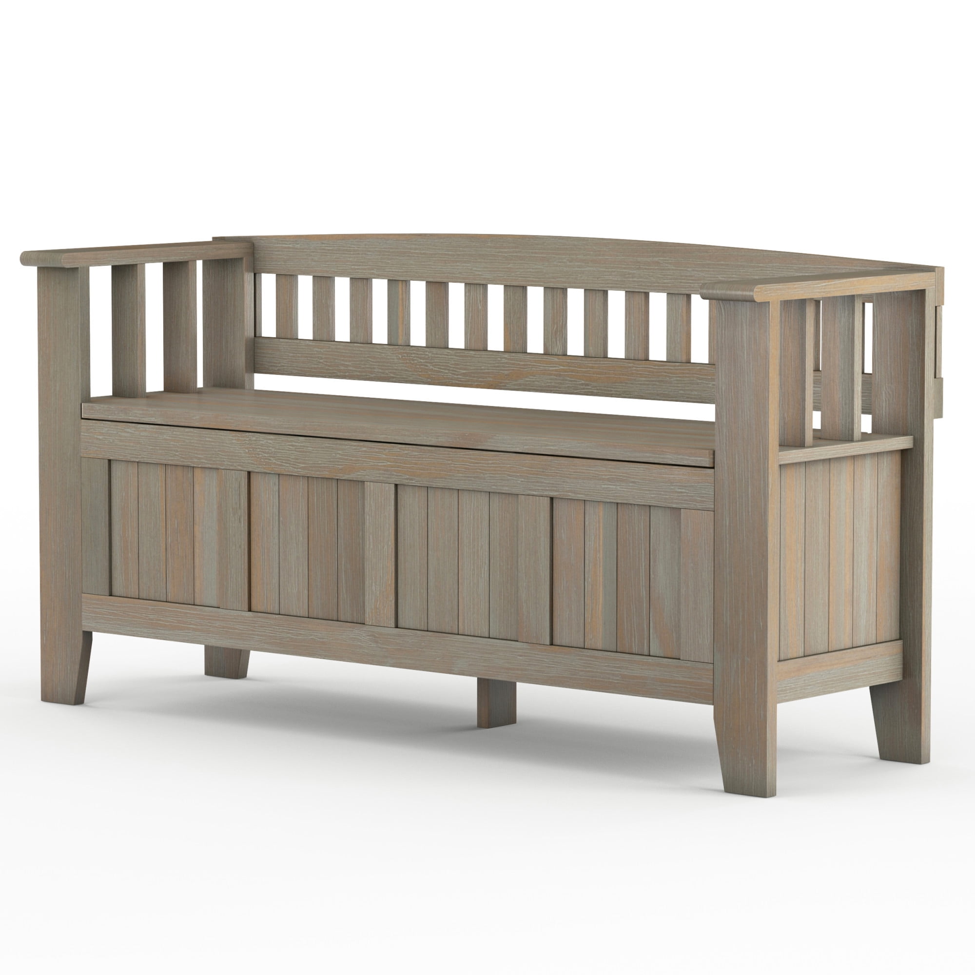 Brooklyn + Max Brunswick SOLID WOOD 48 inch Wide Rustic Entryway Storage Bench in Distressed