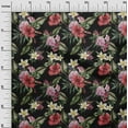 thumbnail image 2 of oneOone Cotton Jersey Black Fabric Floral & Leaves Tropical Diy Clothing Quilting Fabric Print Fabric By Yard 58 Inch Wide, 2 of 4