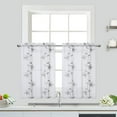 thumbnail image 2 of Sheer Valance Curtain, Floral Embroidered Kitchen Window Treatment Voile Window Valances Rod Pocket, Semi Sheer Bathroom Curtain Windows, 26"Wx30"L,Grey,2 Panels, 2 of 7