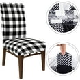 thumbnail image 4 of Buffalo Check Chair Covers White Black Plaid Dining Chair Slipcovers Protector Removable Stretch Elastic Seat Covers for Party Kitchen Home Hotel Office Restaurant Decoration, 4Pcs, 4 of 6