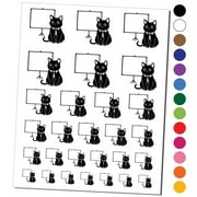Business Cat with Blank Presentation Board Water Resistant Temporary Tattoo Set Fake Body Art Collection - Black