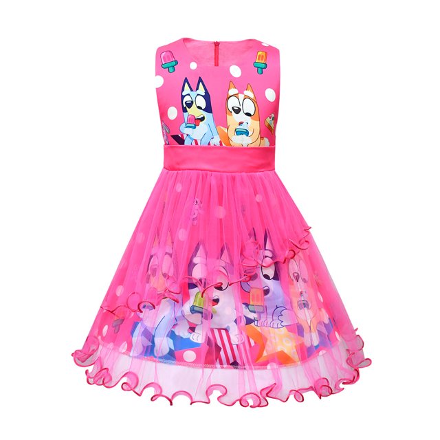 Vestido de dibujos animados Brui para niña, vestido de princesa sin mangas, falda hinchada de malla, Primavera/Verano, nuevo