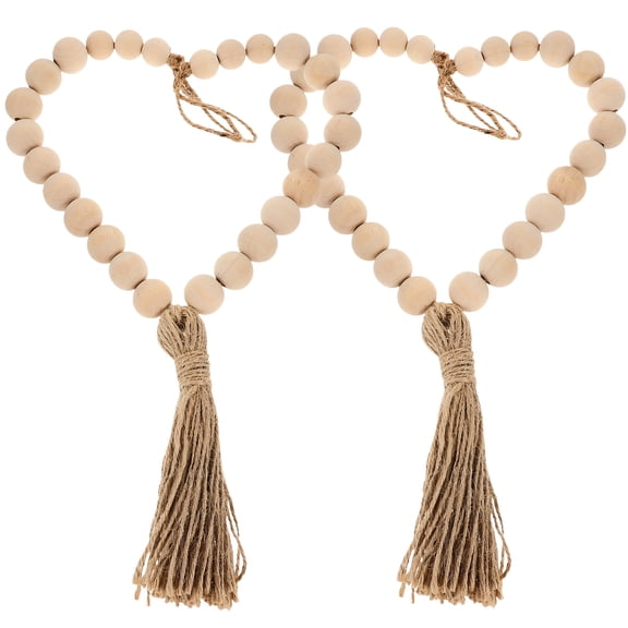 NIAIZEK 2 Pcs Hand Knitted Curtain Tieback with Wood Bead Rope for Drapes