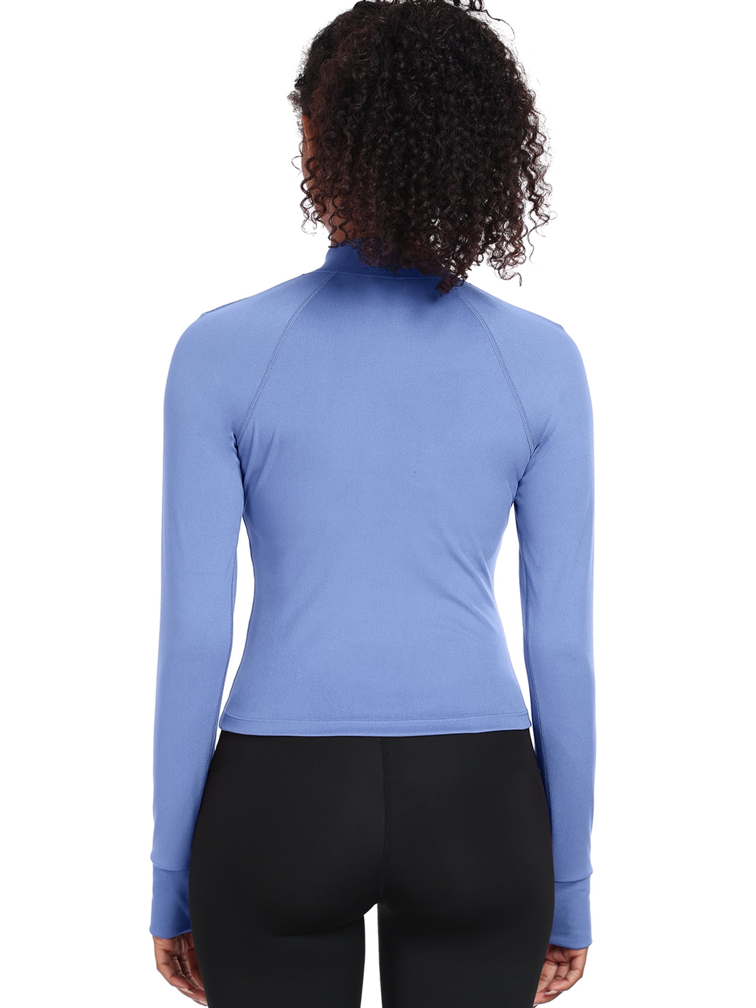 NELEUS Womens Athletic Jackets Zip Up Yoga Workout Jacket Short Coat Slim Fit With 2 Inner Pockets,Blue,US Size L